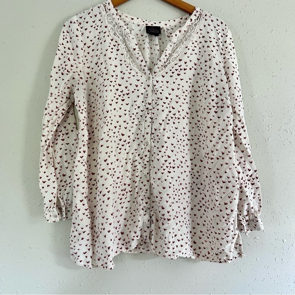 🦋 Oh Baby by Motherhood Heart Long Sleeve Maternity Blouse XL